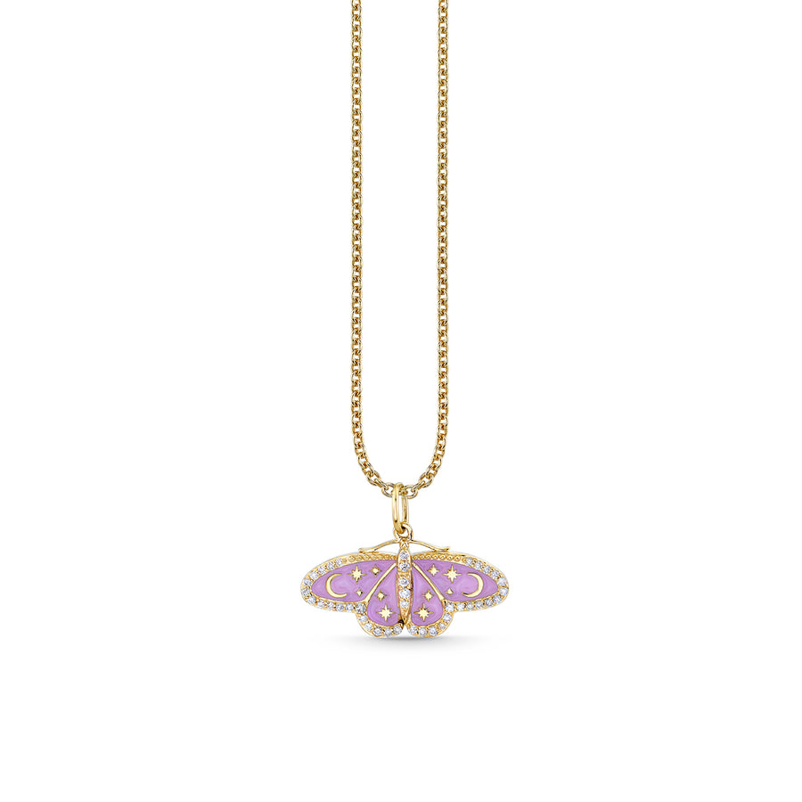 Gold & Diamond Enamel Celestial Moth Charm - Sydney Evan Fine Jewelry
