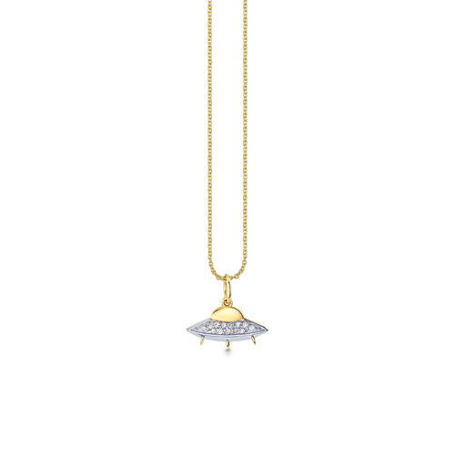 Gold & Diamond Large Flying Saucer Charm