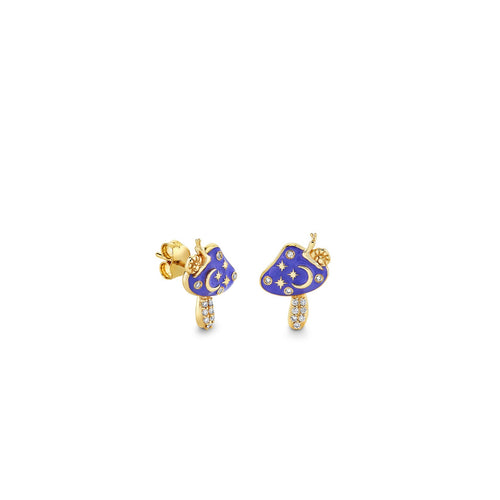 Gold & Diamond Celestial Mushroom Stud