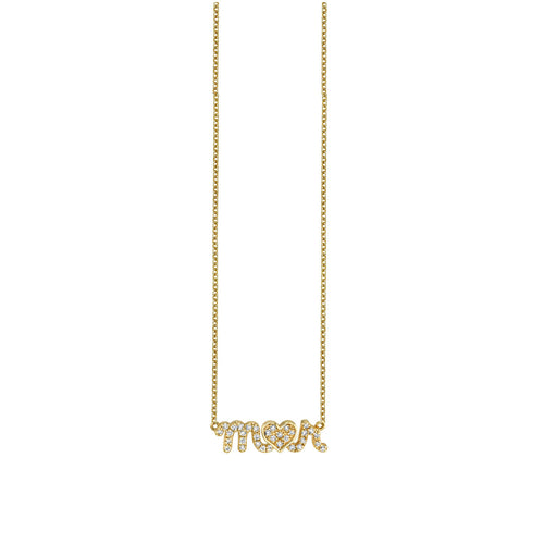 Gold & Diamond Small Custom Script Heart Icon Necklace