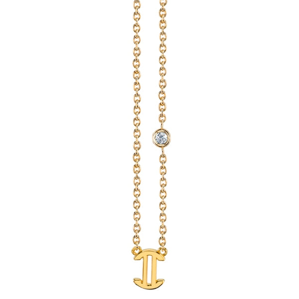 Gold Plated Sterling Silver Zodiac Necklace with Bezel Set Diamond - Sydney Evan Fine Jewelry
