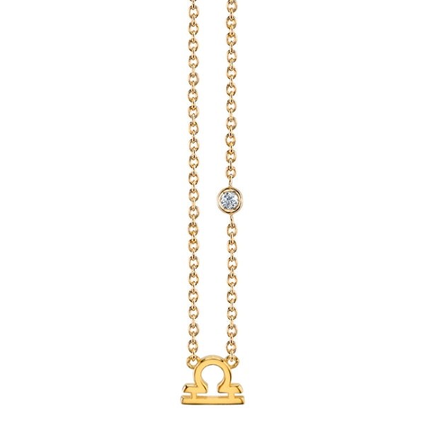Gold Plated Sterling Silver Zodiac Necklace with Bezel Set Diamond - Sydney Evan Fine Jewelry
