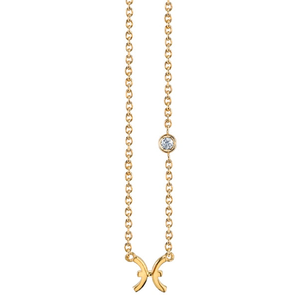 Gold Plated Sterling Silver Zodiac Necklace with Bezel Set Diamond - Sydney Evan Fine Jewelry