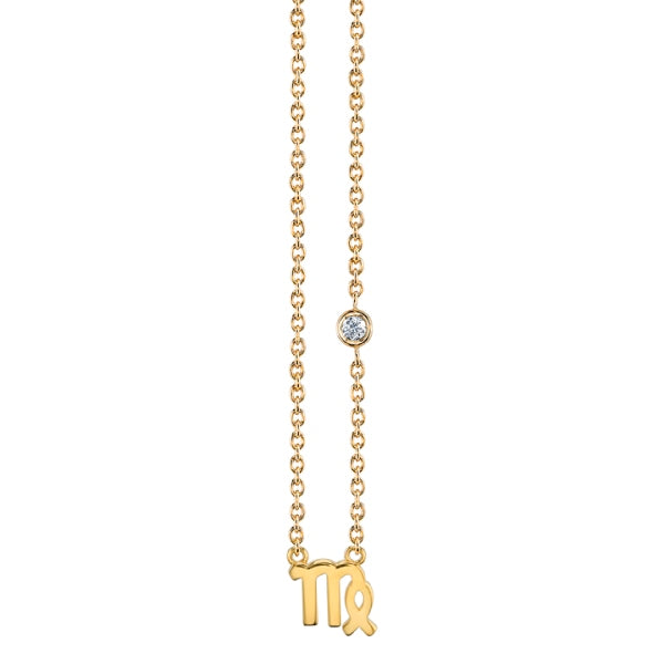 Gold Plated Sterling Silver Zodiac Necklace with Bezel Set Diamond - Sydney Evan Fine Jewelry