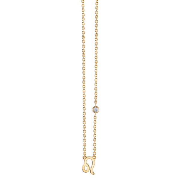 Gold Plated Sterling Silver Zodiac Necklace with Bezel Set Diamond - Sydney Evan Fine Jewelry
