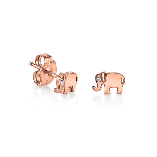 Gold Plated Sterling Silver Elephant Stud Earrings - Sydney Evan Fine Jewelry