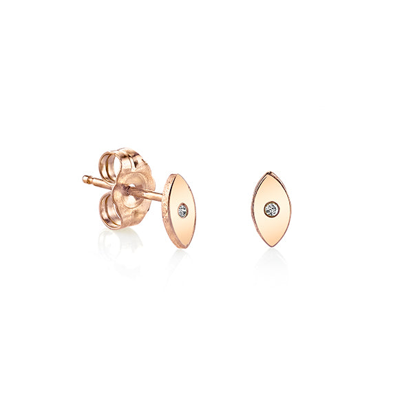 Gold Plated Sterling Silver Evil Eye Stud Earrings - Sydney Evan Fine Jewelry