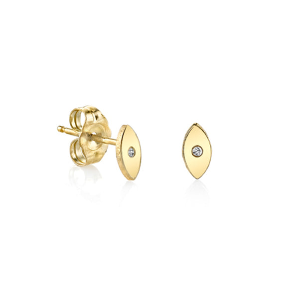 Gold Plated Sterling Silver Evil Eye Stud Earrings - Sydney Evan Fine Jewelry