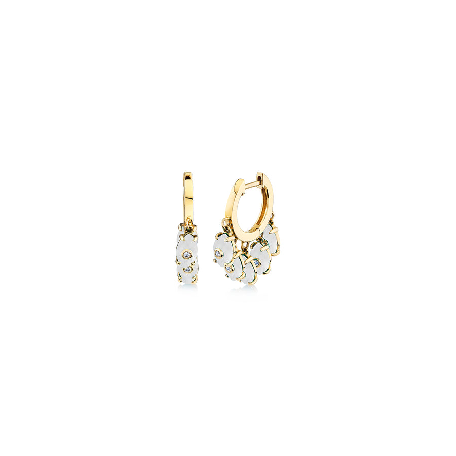 Gold & Diamond Tiny Carved Stone Fringe Huggie - Sydney Evan Fine Jewelry