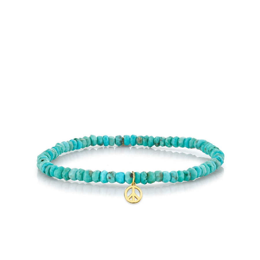 Pure Gold Peace Sign on Turquoise - Sydney Evan Fine Jewelry