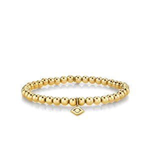 Pure Gold Eye Link on Gold Beads - Sydney Evan Fine Jewelry
