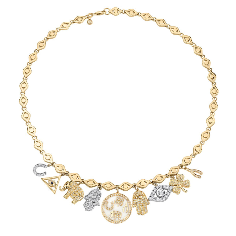 Gold & Diamond Luck & Protection Multi Charm Necklace - Sydney Evan Fine Jewelry