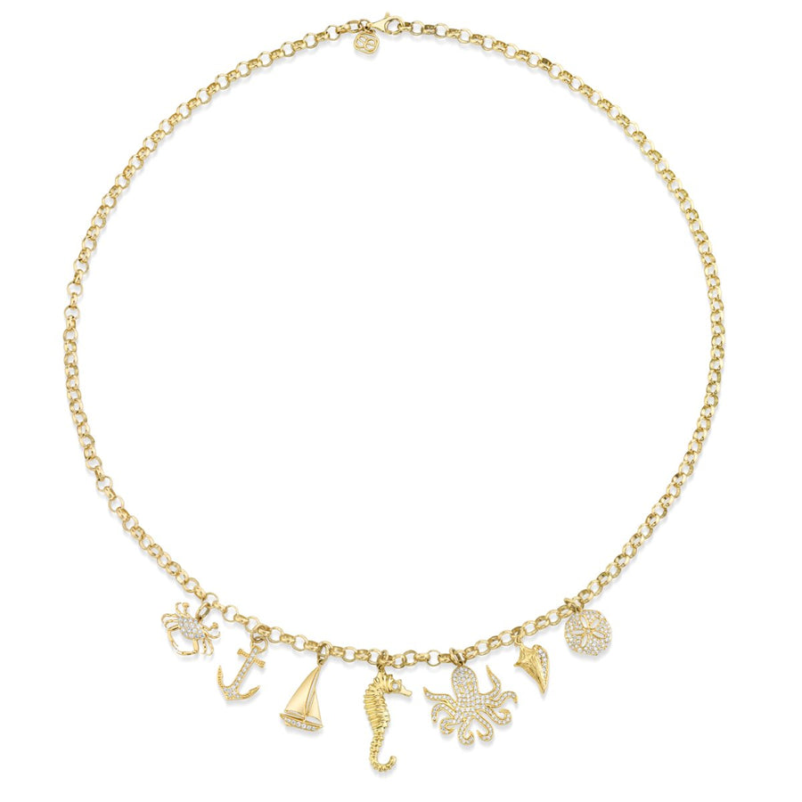 Gold & Diamond Sea Creatures Multi-Charm Necklace - Sydney Evan Fine Jewelry