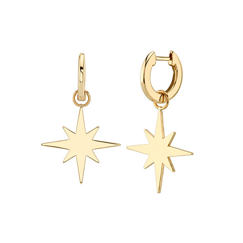 Pure Gold Starburst Charm Hoops - Sydney Evan Fine Jewelry