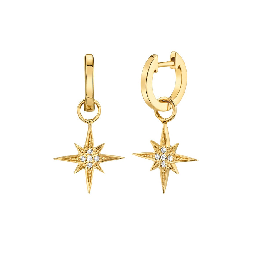 Gold & Diamond Starburst Charm Hoops - Sydney Evan Fine Jewelry