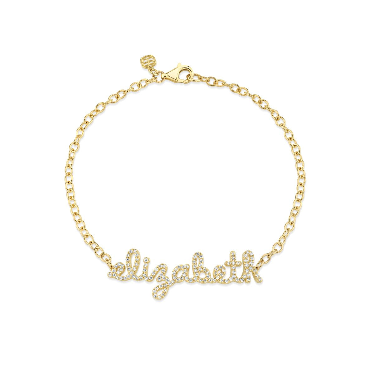 Shop Sydney Evan 14k Gold & Diamond Small Custom Script Bracelet