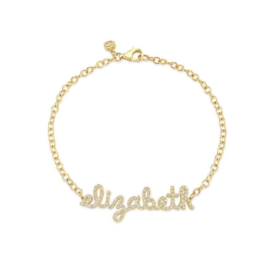 Gold & Diamond Custom Script Bracelet - Sydney Evan Fine Jewelry