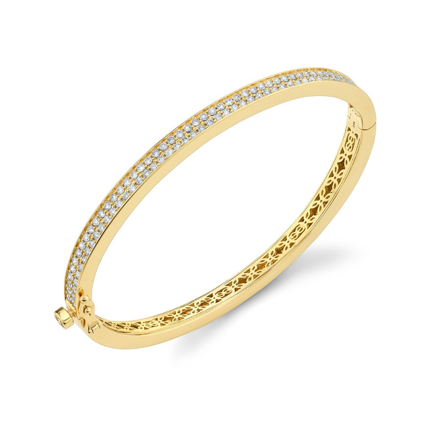 Gold & Diamond Small Hinge Bangle - Sydney Evan Fine Jewelry