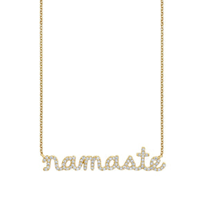 Gold & Diamond Namaste Script Necklace - Sydney Evan Fine Jewelry