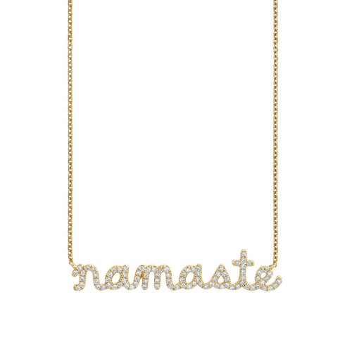 Gold & Diamond Namaste Script Necklace