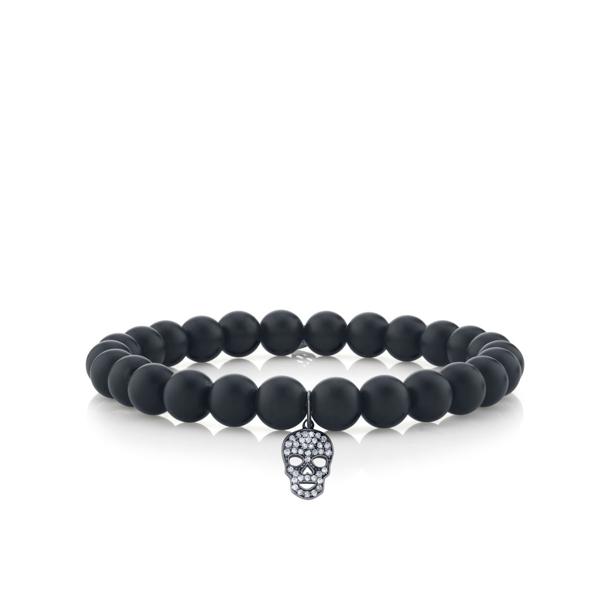 Collection Mini Black Rhodium & Pavé Diamond Skull on Matte Black Onyx
