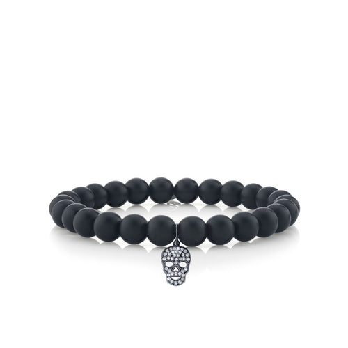 Men's Collection Mini Black Rhodium & Pavé Diamond Skull on Matte Black Onyx