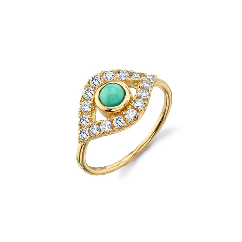 Gold & Pave Diamond Extra-Large Eye Ring