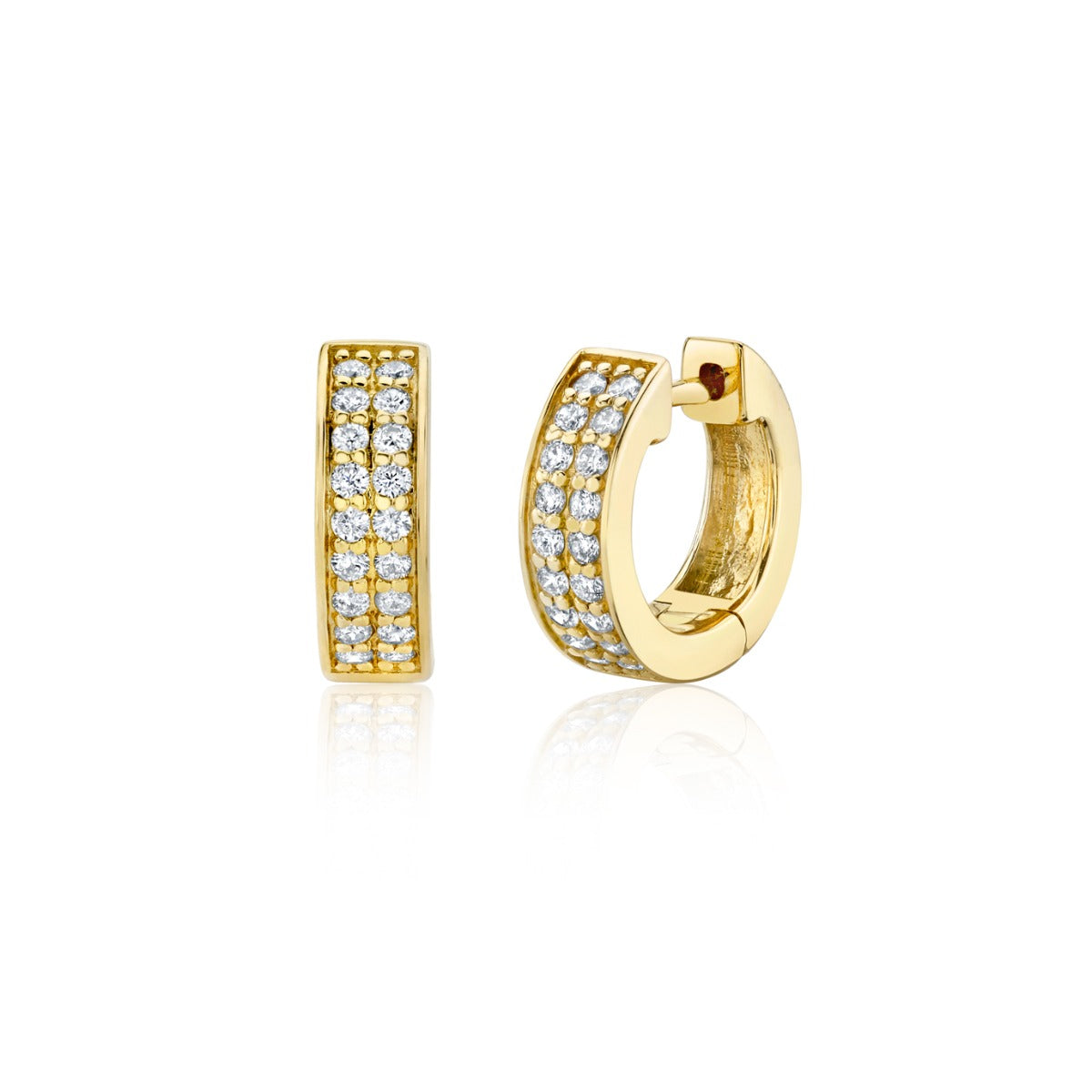 & Diamond Two Row Huggie Hoops