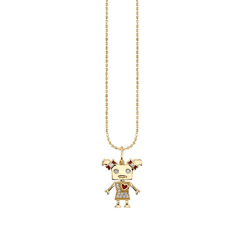 Gold & Diamond Girl Robot Charm