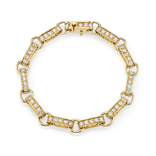 Gold & Diamond Large Rectangle Link Bracelet