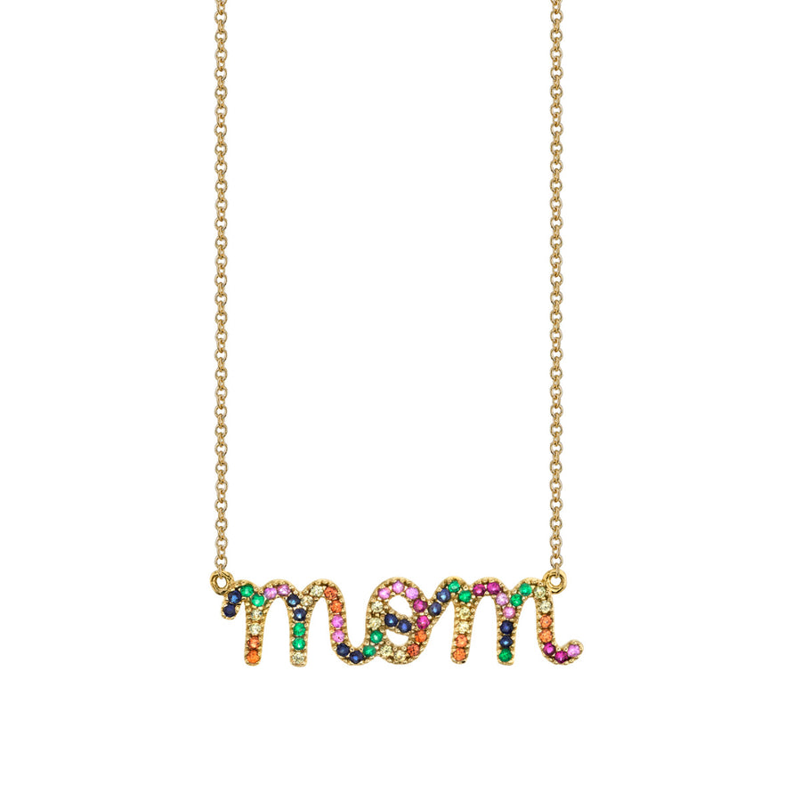 Gold & Rainbow Large Mom Necklace - Sydney Evan Fine Jewelry