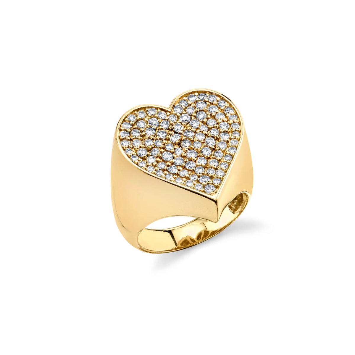 & Diamond Large Heart Signet Ring