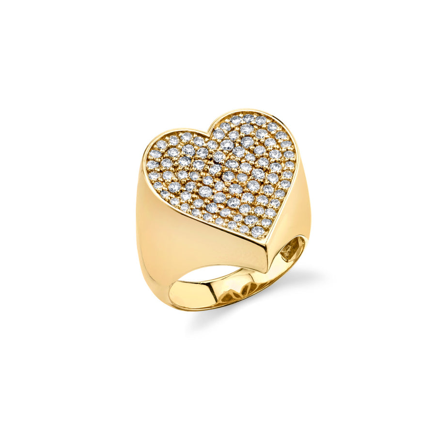 Gold & Diamond Large Heart Signet Ring - Sydney Evan Fine Jewelry