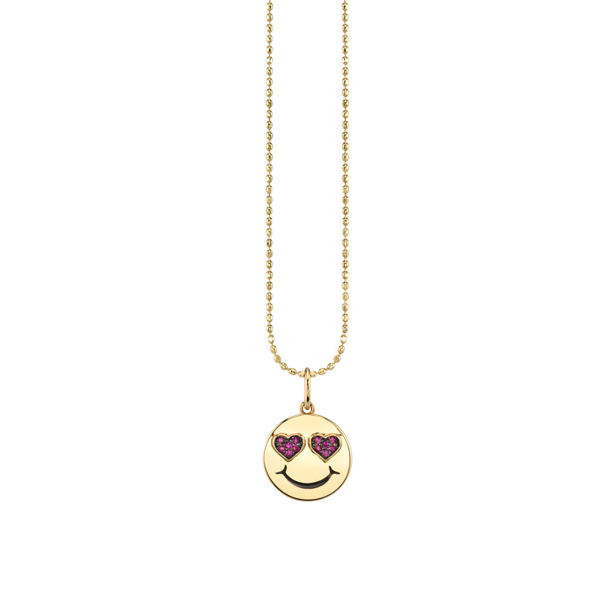 & Ruby Heart Eyes Happy Face Charm
