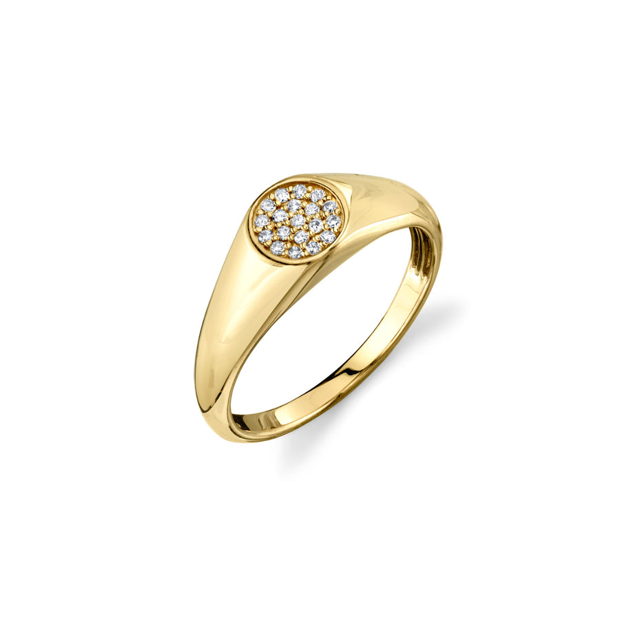 Gold & Diamond Mini Oval Pave Signet Ring - Sydney Evan Fine Jewelry