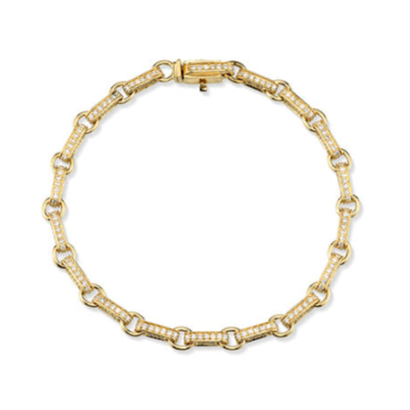 Gold & Diamond Small Rectangle Link Bracelet