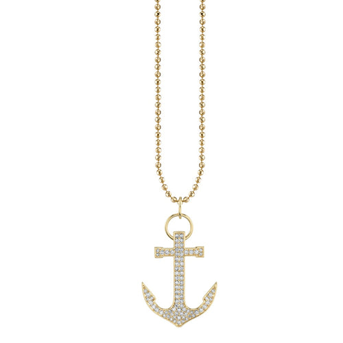Gold & Diamond Large Anchor Charm