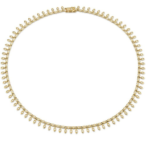Gold & Diamond Marquise Eye Eternity Fringe Necklace