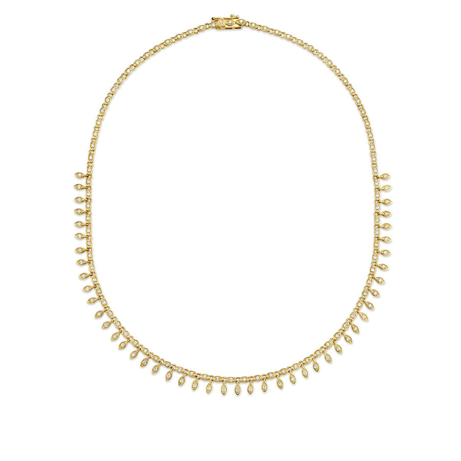 Gold & Diamond Marquise Eye Eternity Front Fringe Necklace - Sydney Evan Fine Jewelry
