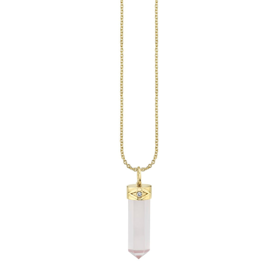 Gold & Diamond Long Carved Stone Charm - Sydney Evan Fine Jewelry