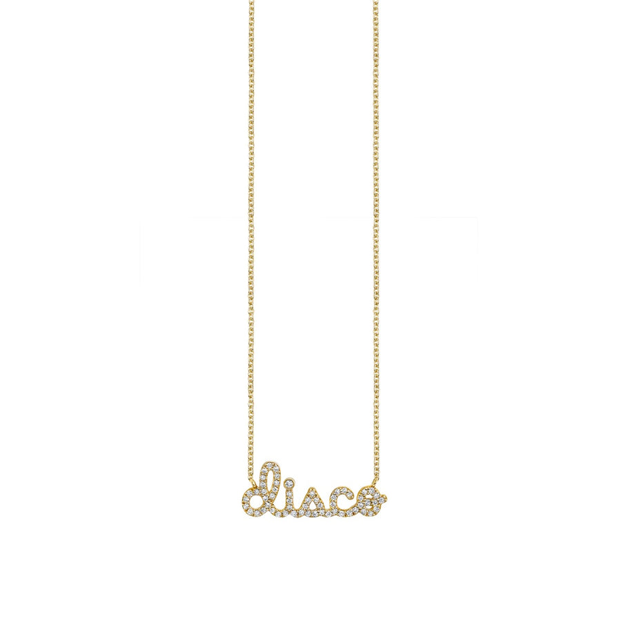 Gold & Diamond Disco Script Necklace - Sydney Evan Fine Jewelry