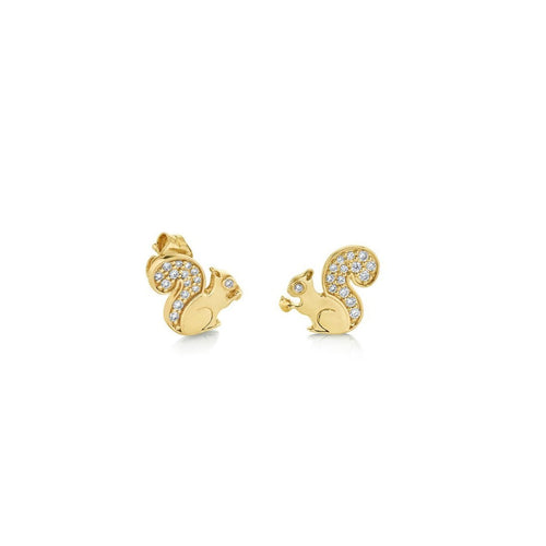 Kids Collection Gold & Diamond Small Squirrel Stud