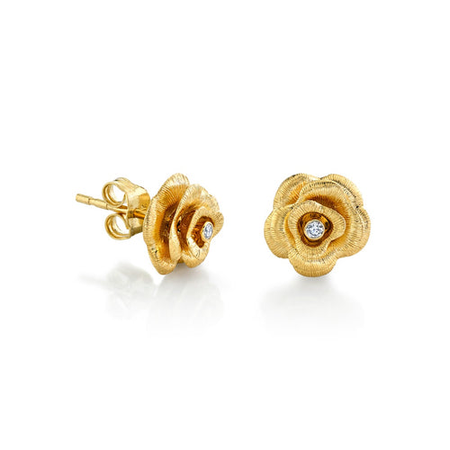 Gold & Diamond Rose Stud