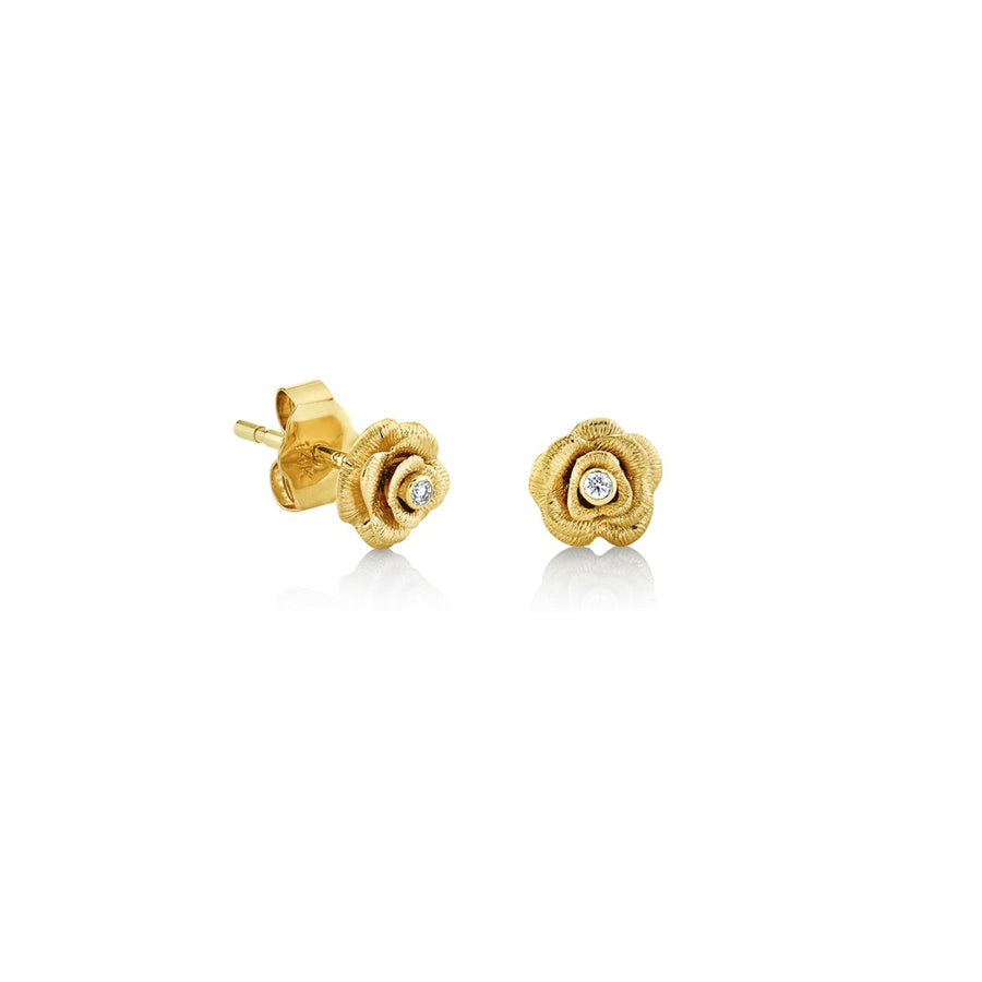 Gold & Bezel Diamond Small Rose Stud - Sydney Evan Fine Jewelry