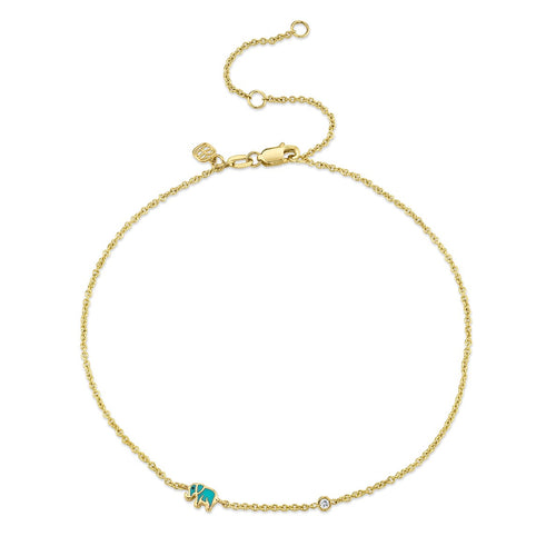 Gold & Enamel Mini Elephant Anklet