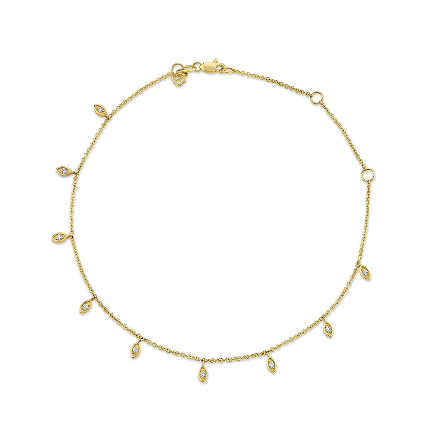 Gold & Diamond Marquise Fringe Anklet - Sydney Evan Fine Jewelry