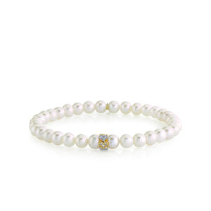 Gold & Diamond Eternity Heart Rondelle on Pearls - Sydney Evan Fine Jewelry