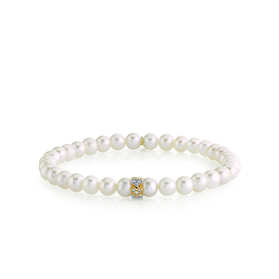 Gold & Diamond Eternity Heart Rondelle on Pearls - Sydney Evan Fine Jewelry
