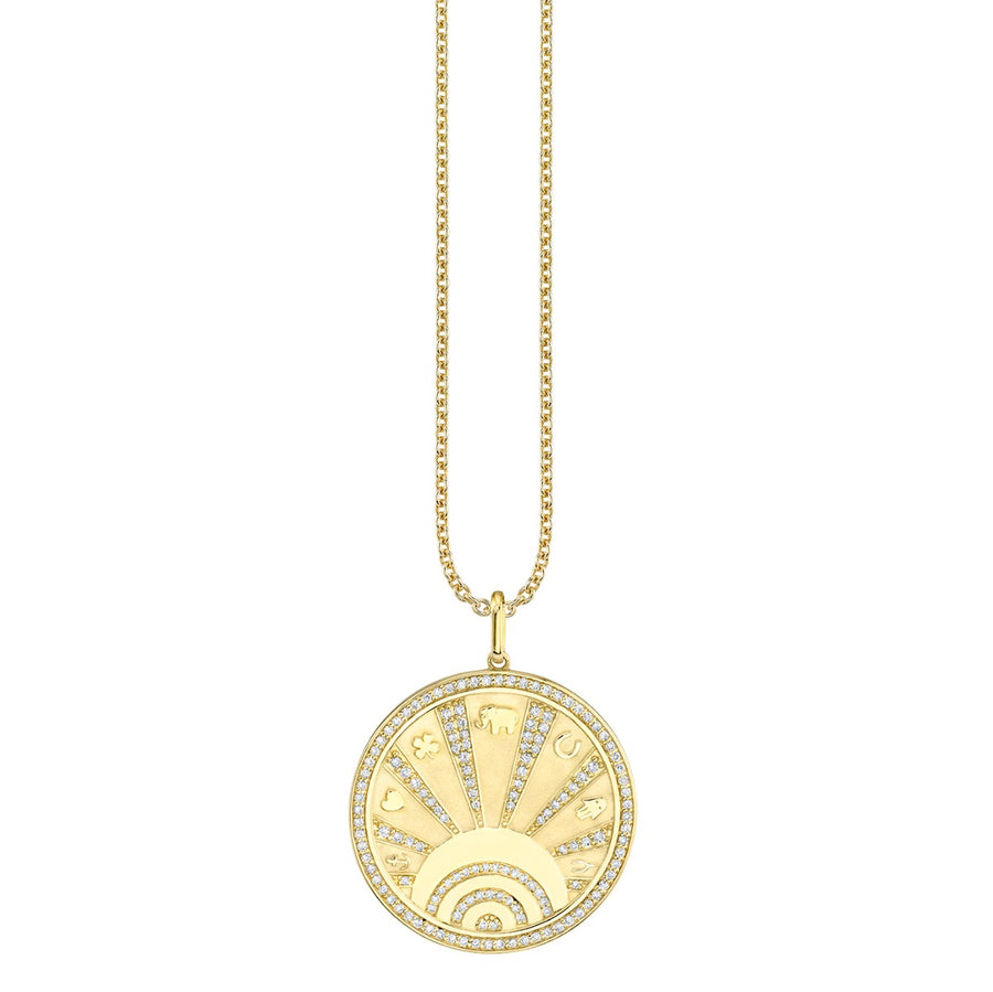 Gold & Diamond Luck Coin with Rays Charm - Sydney Evan Fine Jewelry
