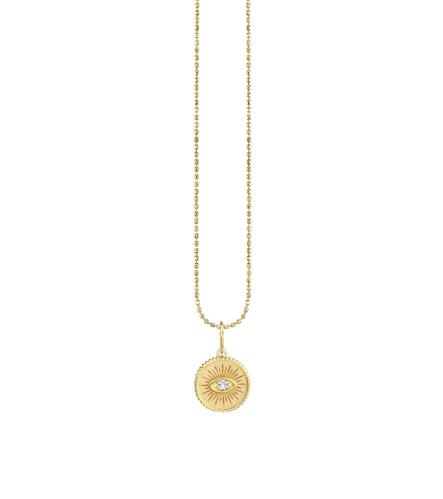 Gold & Diamond Small Marquise Eye Coin Charm - Sydney Evan Fine Jewelry